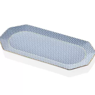 Tea Delight 25cm Servis Tabağı Hexagon Platter Blue