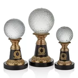 Çelenk Stant Antik Pirinç 3 lu Küre Seti | Wreath Stand Antique Brass Set of 3 Globes