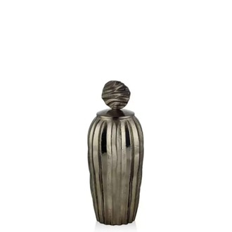 Aged Brass Büyük Boy Cam Kapaklı Küp