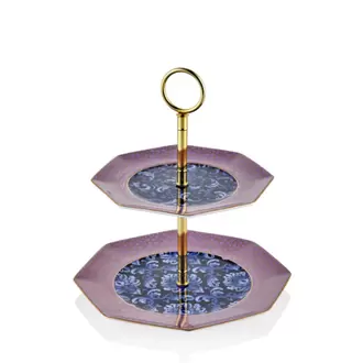 Tea Delight İki Katlı Kek Standı Iris Purple