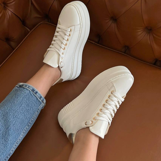 Beyaz Altın detaylı  Sneaker Kadın Ayakkabı 