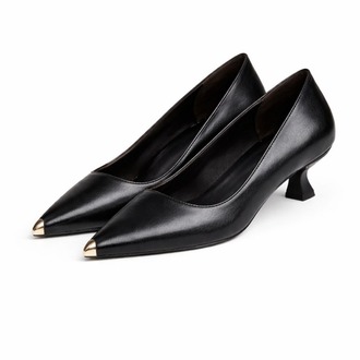 Siyah Kadın Kısa Topuklu Stiletto Ayakkabı 9192