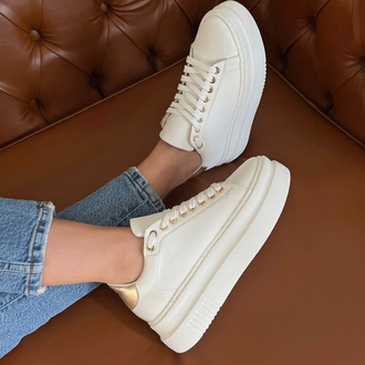 Beyaz Altın detaylı  Sneaker Kadın Ayakkabı 