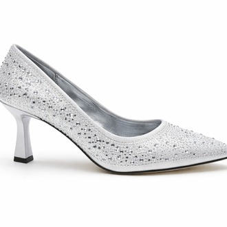 Stiletto Gümüş Taşlı Kadın Topuklu Ayakkabı
