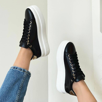 Siyah altın detaylı Sneaker Kadın Ayakkabı 