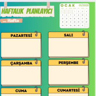İnteraktif Dijital Ajanda 2026 (Bilgilendirici Aylık-Haftalık Planlayıcı)