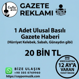 1 ADET ULUSAL BASILI GAZETE REKLAMI