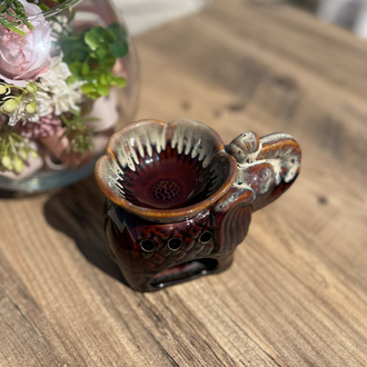 Büyük Beyaz Fil Seramik Buhurdanlık + Hediye Buhurdanlık Mumu