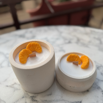 Portakallı Büyük Boy Soya Beton Mum
