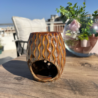 Premium Seramik Kahve Bohem Buhurdanlık