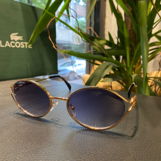 Miu Miu Vintage Oval Metal Güneş Gözlüğü - Altın Çerçeve - Degrade Siyah Cam