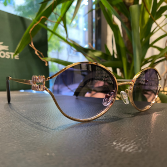 Miu Miu Vintage Oval Metal Güneş Gözlüğü - Altın Çerçeve - Degrade Siyah Cam