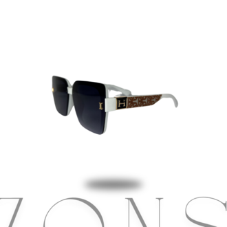 Hermes Model Lüks Kare Güneş Gözlüğü  Altın H Logosu  Siyah Lens beyaz