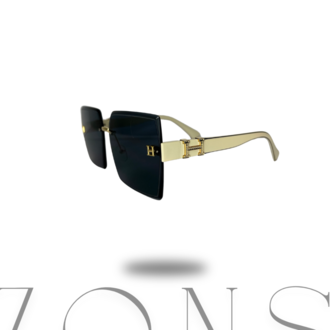 Hermes Model Lüks Kare Güneş Gözlüğü  Altın H Logosu  Siyah Lens krem