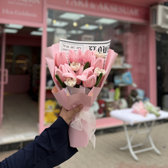 Pembe Lale Şönil Buketi