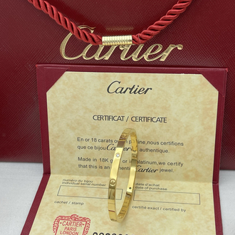 Cartier Love İnce 4 Taşlı Gold Bileklik Kutulu