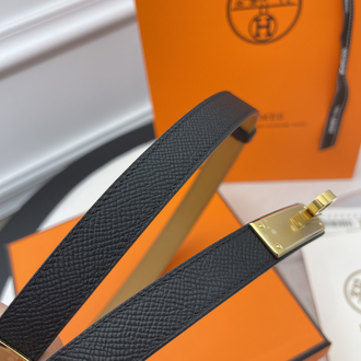 Hermes Kelly Belt Siyah-Gold Kutulu