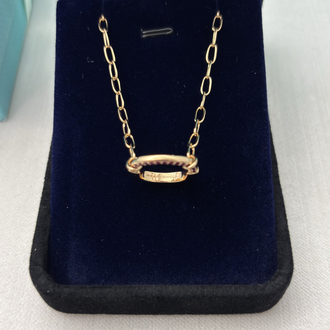 Tiffany Kilit Small Rose Gold Taşlı Kolye