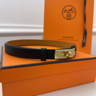 Hermes Kelly Belt Siyah-Gold Kutulu