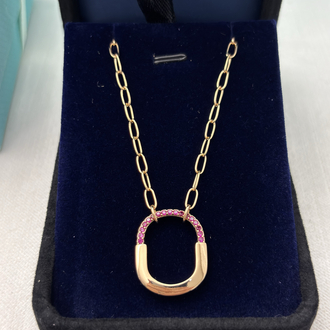 Tiffany Kilit Small Rose Gold Taşlı Kolye