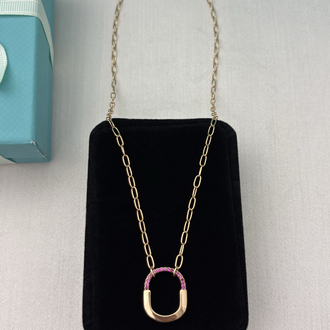 Tiffany Kilit Small Rose Gold Taşlı Kolye