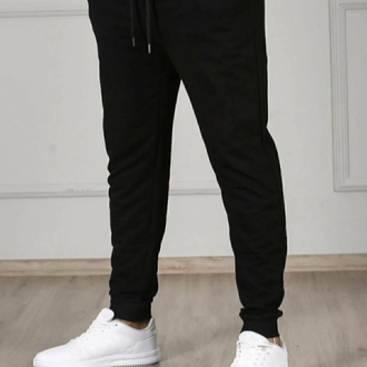 Erkek siyah slim fit Jogger eşofman 