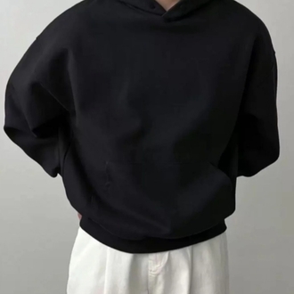 siyah kapşonlu kanguru cepli sweatshirt 