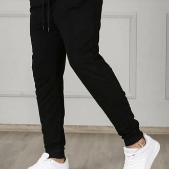 Erkek siyah slim fit Jogger eşofman 