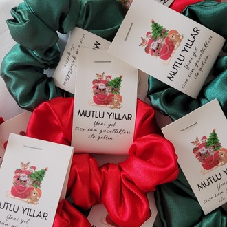 8li yeni yıl kartlı saten toka