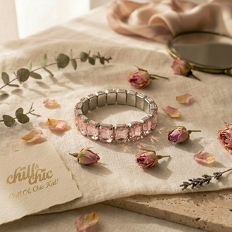 Pink Gems Lastikli Bileklik