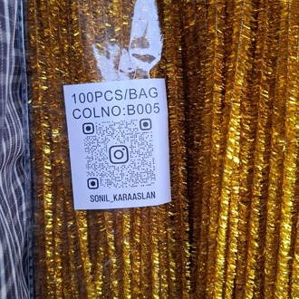 Altın Gold Simli Şönil 1 paket 100 adet-Kod B005