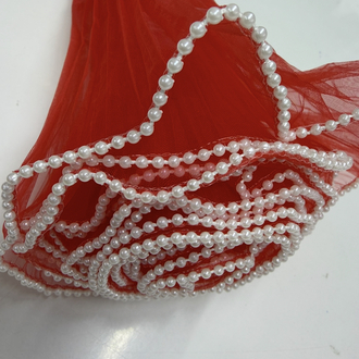 28 cm   3,5 Mt Dalgalı Kırmızı Boncuklu Çiçek Arkası