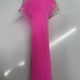 28 cm Dalgalı  Boncuklu Pembe Çiçek Arkası 3,5 mt