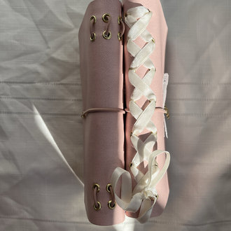 A5 Kurdeleli Pembe Suni Deri Kılıf