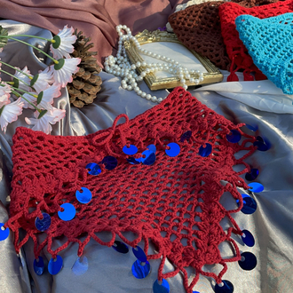 Mavi pul detaylı borda mavi bandana