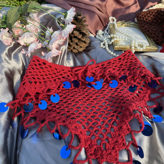 Mavi pul detaylı borda mavi bandana