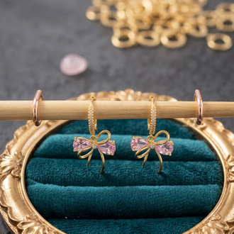 Fiyonk Küpe Gold Pembe 
