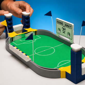 3D Baskı Mini Masa Futbolu Oyunu – Sarı Lacivert Özel Tasarım