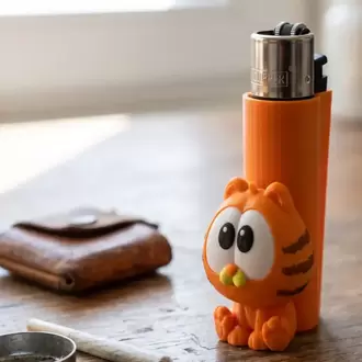 3D Baskı Turuncu Kedi Figürlü Çakmak Kılıfı