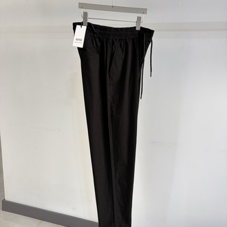Keten Baggy Kalp Nakışlı Siyah Pantolon