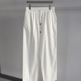 Keten Baggy Kalp Nakışlı Pantolon