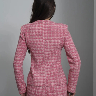 Pembe tüvit ceket etek takım