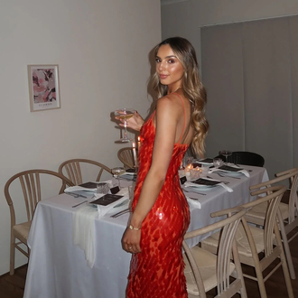 Red sequin night dress
