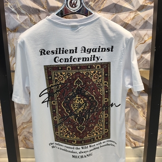 2003 Kilim Baskılı Beyaz Basic T-Shirt