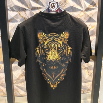 2008 Kaplan Gold Baskılı Siyah Basic T-Shirt