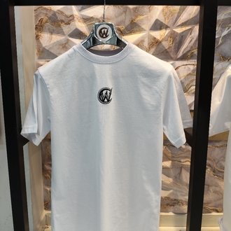 2010 Kaplan Gümüş Baskılı Beyaz Basic T-Shirt