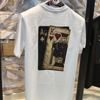 2019 A-K Baskılı Beyaz Basic T-shirt
