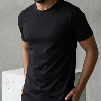 SLIM FIT BASIC TEE | BLACK (Kısa Kol Bisiklet Yaka Yumuşak Dokulu Süpreme Penye Siyah T-Shirt