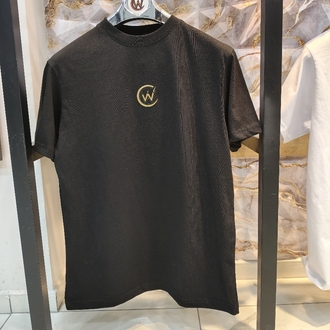 2008 Kaplan Gold Baskılı Siyah Basic T-Shirt