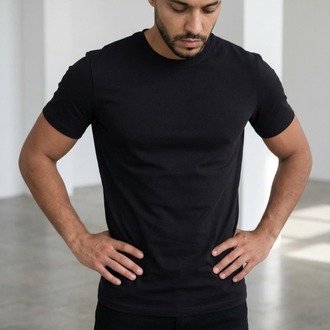SLIM FIT BASIC TEE | BLACK (Kısa Kol Bisiklet Yaka Yumuşak Dokulu Süpreme Penye Siyah T-Shirt